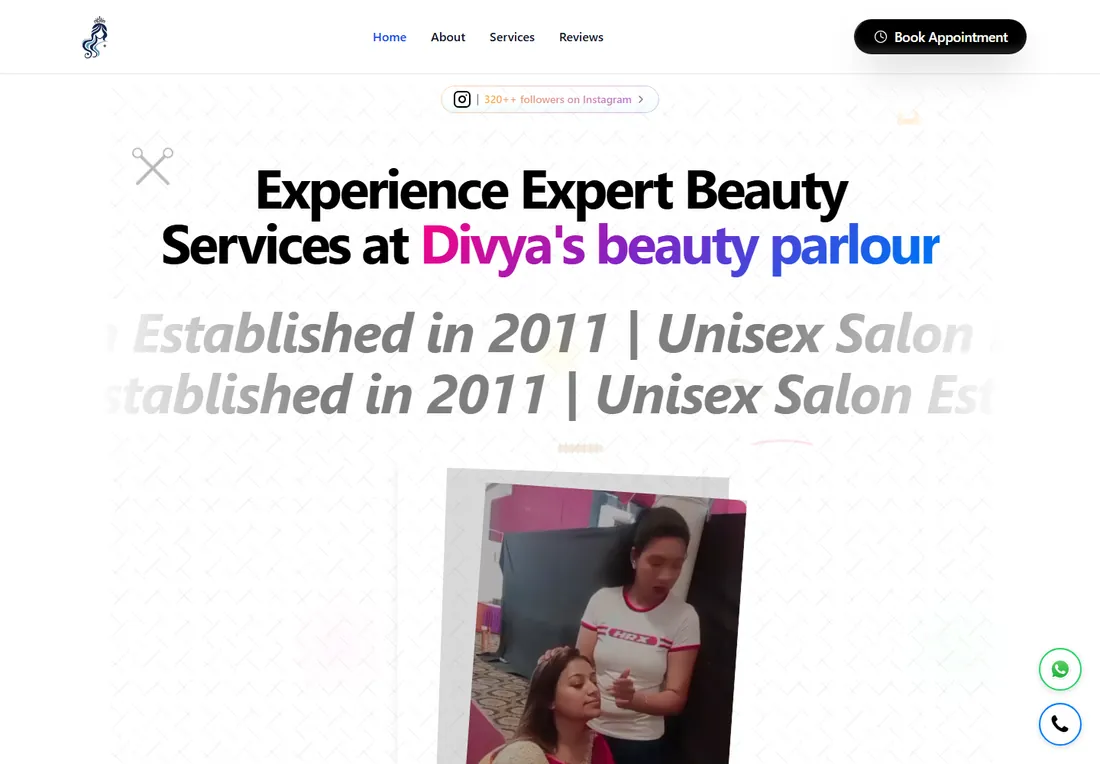 Divya's Beauty Parlour website, built by Fodavin Technologies